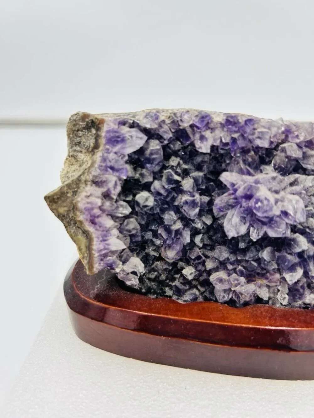 Amethyst Crystal Cluster Geode Decorator Piece on Display Stand Base Home Accent